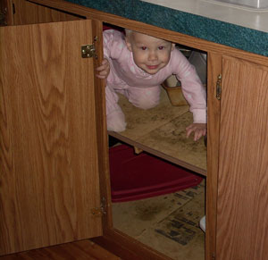 baby in the cupboard