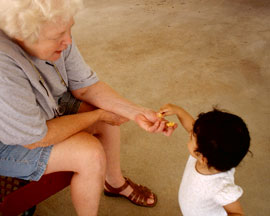 my daughter with her grandma